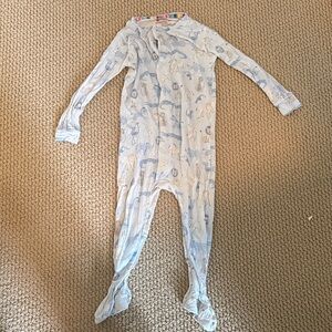 Magnetic me modal Soft Blue Animal-Print Kids One-Piece Footed Pajamas